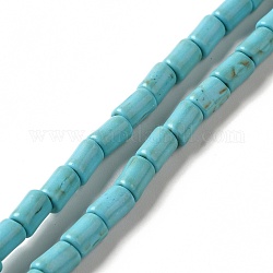 Hilos de perlas sintéticas teñidas de turquesa, columna, turquesa, 6.5x4.5x4.5mm, agujero: 1 mm, aproximamente 61 pcs / cadena, 15.28'' (38.8 cm)
