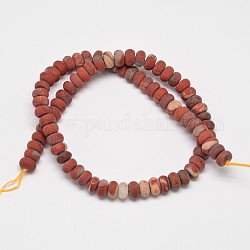 Natural Frosted Red Jasper Rondelle Bead Strands, 8x5mm, Hole: 1mm, about 80pcs/strand, 15.7 inch