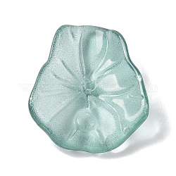 Bouchons de perles de verre transparents, feuille de lotus, bleu cadet, 21.5x18.5x5.5mm, Trou: 1.4mm