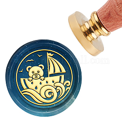 CRASPIRE Wax Seal Stamp Watermelon Boat and Bear Sealing Wax Stamp 30mm Removable Brass Head Sealing Stamp with Wooden Handle for Birthday Invitations Gift Scrapbooking Decor