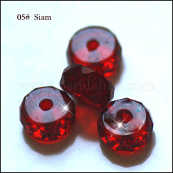 Imitazione branelli di cristallo austriaco, grado aaa, sfaccettato, rotondo e piatto, rosso scuro, 10x5.5mm, Foro: 0.9~1 mm