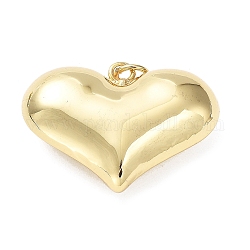 Pendenti in ottone ecologici,  cadmio& piombo libero, con anello di salto, fascino cuore, vero placcato oro 18k, 27x37.5x12.5mm
