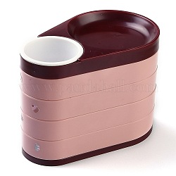 Rotatable 4-Layer Plastic Jewelry Storage Box, for Ring, Earring and Necklace, Dark Red, 15.2x9.5x11cm, Inner Diameter: 50mm and 87.5mm