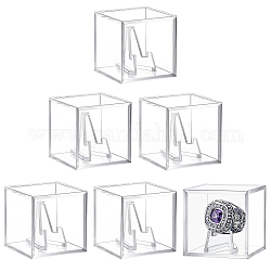 CHGCRAFT 6Pcs Acrylic Commemorative Coin Display Stand, with 6Pcs Plastic Box, Clear, 3.6x2.55x3.4cm