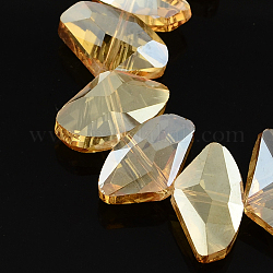 Electroplate Transparent Glass Bead Strands, Faceted, Axe, Peru, 11x18x8mm, Hole: 1mm, about 50pcs/strand