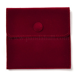 Borse quadrate di gioielli in velluto, con chiusura a scatto, rosso scuro, 10x10x1cm