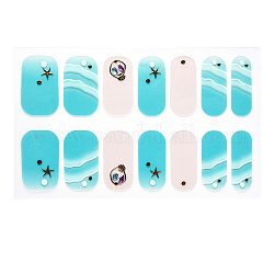 Full Cover Nombre Nail Stickers, Self-Adhesive, for Nail Tips Decorations, Light Sea Green, 24x8mm, 14pcs/sheet