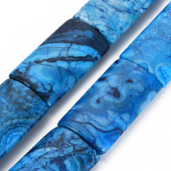 Natural Crazy Agate Beads Strands, Dyed & Heated, Rectangle, 45~46x25x10mm, Hole: 2mm, about 9pcs/strand, 16.14 inch(41cm)