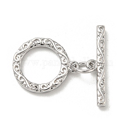 Brass Toggle Clasps, Real Platinum Plated, 20mm long, rod: 4x18x2mm, ring: 14x12x2mm, hole: 1.2mm