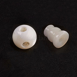 Shell perle bianche naturali, 3 foro guru perline, perle forate a T., Budda, tondo, 6~9.5x7~8mm, Foro: 2.5 mm, 2 pc / set