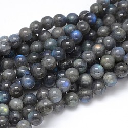 Chapelets de perles rondes en labradorite naturelle, AA grade, 10mm, Trou: 1mm, Environ 40 pcs/chapelet, 16 pouce