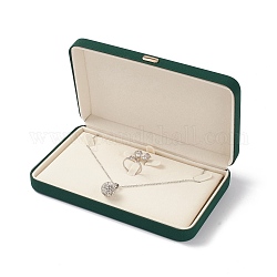 Geschenkboxen für Halsketten aus PU-Leder, mit eiserner Krone, Würfel, dunkelgrün, 11.15x18x4.05 cm, Innendurchmesser: 97x170 mm