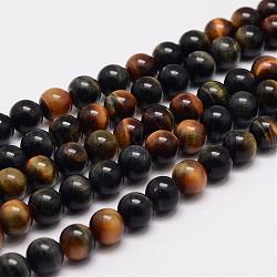 Natural Tiger Eye Bead Strands, Round, Grade A, 4mm, Hole: 1mm, about 95pcs/strand, 15.5 inch
