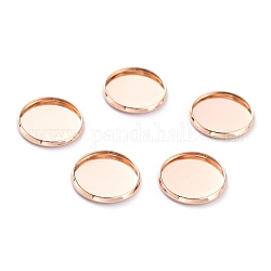 304 cabochon bases de acero inoxidable, tazas de bisel de borde liso, plano y redondo, oro rosa, Bandeja de 16x2 mm: 14 mm