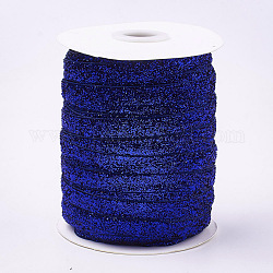 Ruban scintillant, ruban de polyester et nylon, bleu moyen, 3/8 pouce (9.5~10 mm), environ 50yards / rouleau (45.72m / rouleau)