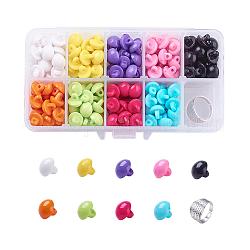 9 Colors Opaque Acrylic Shank Buttons, Half Round, with Zinc Alloy Rings, Mixed Color, 10x9.5mm, Hole: 2mm