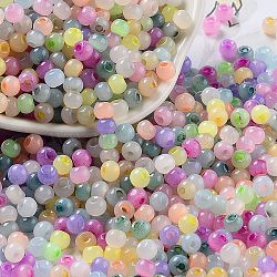 Perles de rocaille en verre, imitation d'oeil de chat, rondelle, colorées, 4x3.3mm, Trou: 1.4mm