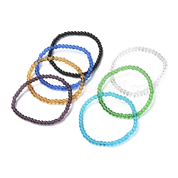 Set di braccialetti elasticizzati con perline rotonde in vetro da 7 pz, colore misto, diametro interno: 7 pollice (2-1/4 cm), 5.6~5.8pc / color