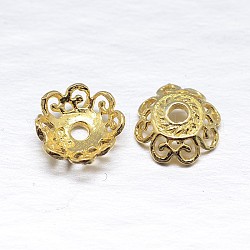 Veri tappi di perline in argento sterling a 18 petali placcati in oro 4k, fiore, oro, 7.5x2.5mm, Foro: 1 mm, circa 100pcs/20g