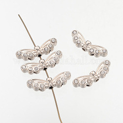 Alloy Multi-Strand Links, Cadmium Free & Lead Free, with Rhinestone, Platinum Color, Size: about 22mm wide, 7mm long, 4mm thick, hole: 1.5mm