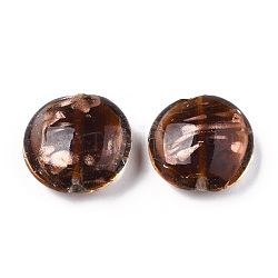 Perles vernissées de sable d'or manuelles , plat rond, brun coco, 28.5x13mm, Trou: 1.8mm