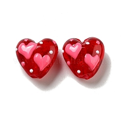 Perline murano fatto a mano, cuore, rosso, 19~20.5x20~20.5x11.5~13.5mm, Foro: 2.5 mm