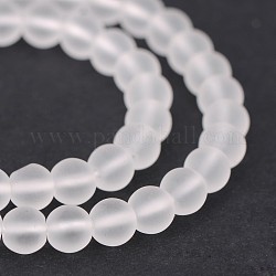 Chapelets de perles rondes en quartz mat naturel, 6mm, Trou: 1mm, Environ 62 pcs/chapelet, 15.1 pouce