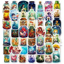 Cartoon Paper Sticker, for DIY Scrapbooking, Craft, Magic Bottle with Animal/Plant/Human, Mixed Color, 50~54x23.5~52.5x0.1mm, 50pcs/bag