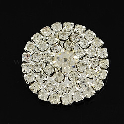 Brass Crystal Rhinestone Cabochons, Flat Round, Crystal, 21x7.5mm