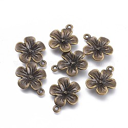 Pendente in lega stile tibetano, fiore, bronzo antico, 23x19x3.5mm, Foro: 1.8 mm