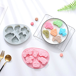 DIY Vehicles Food Grade Silicone Molds, Fondant Molds, Resin Casting Molds, for Chocolate, Candy, UV Resin & Epoxy Resin Craft Making, Pearl Pink, 210x159x20mm