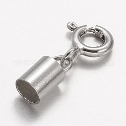 Стерлингового серебра зажимы пружинного кольца, платина, 15 мм