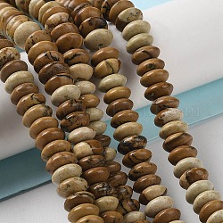 Natürliches Bild Jaspis Perlen Stränge, Untertassenperlen, Rondell, 6~6.5x3 mm, Bohrung: 1 mm, ca. 118~119 Stk. / Strang, 15.35'' (39 cm)