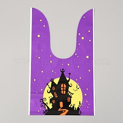 Bolsas de plástico con tema de halloween, para la fiesta de halloween dulces bocadillos adornos de regalo, patrón temático de halloween, 22.6x13.5 cm, 50 unidades / bolsa