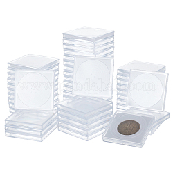 Nbeads 50 Sets 5 Styles Plastic Square Coin Boxes,  Commemorative Coin Collection Supplies, Clear, 48x48x6.5mm, 10 sets/style