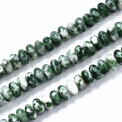 Fili di perle di diaspro spot verde naturale, rondelle, 4~5x2mm, Foro: 0.8 mm, circa 145~150pcs/filo, 14.96~15.35 pollice (38~39 cm)