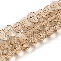 Perles en verre transparentes, facetté (32 facettes), ronde, burlywood, 6mm, Trou: 1mm, Environ 98 pcs/chapelet, 20.47 pouce (52 cm)