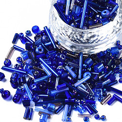 Бисер из стекла , разнообразные, разнообразные, синие, 1~7x2~4 мм, отверстие : 0.7~1 мм, около 450 г / фунт