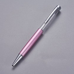 Penne a sfera creative del tubo vuoto, con refill per penna a inchiostro nero all'interno, per fai da te scintillio resina epossidica penna a sfera in cristallo penna erbario creazione, argento, perla rosa, 140x10mm