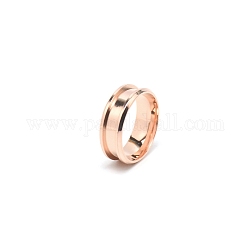 201 кольцо из нержавеющей стали с рифлением для пальцев, кольцевой сердечник, для изготовления инкрустации, розовое золото , внутренний диаметр: 20 мм, 8 мм, кольцевая канавка: 4.3 мм