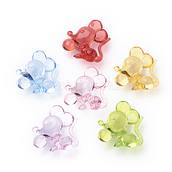 Transparent Acrylic Beads, Large Hole Beads, Mouse, Mixed Color, 49x45x18.5mm, Hole: 6mm, about 45pcs/500g