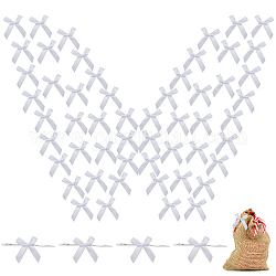 Chgcraft 150pcs noeud papillon en polyester, avec attaches torsadées en fil de fer, pour l'emballage cadeau bricolage décoration de fête de bonbons de mariage, blanc, 150mm