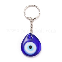 Porte-clés au chalumeau en forme de larme, avec porte-clés fendus en fer plaqué platine, bleu royal, 85mm