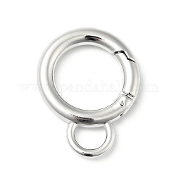 304 Stainless Steel Spring Gate Rings, Stainless Steel Color, 28x21.5x3.5mm, 7 Gauge, Hole: 6x4.5mm