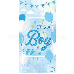 Polyester Hanging Banner Sign, Party Decoration Supplies Celebration Backdrop, Rectangle, Sky Blue, 180x90cm