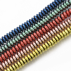 Electroplated Non-magnetic Synthetic Hematite Beads Strands, Rondelle, Mixed Color, 6x2.5mm, Hole: 0.9mm, about 156~158pcs, 15.55 inch(39.5cm)