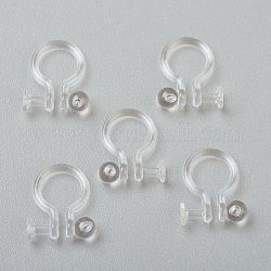 Ohrclips zum Aufstecken aus Kunststoff, für Nicht-Ohrlöcher, Transparent, 11x9x1.2 mm, Bohrung: 0.75 mm