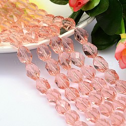 Facettierten Polyeder Nachahmung österreichische Kristallperlenstränge, Klasse aaa, rosa, 11x8 mm, Bohrung: 0.9~1 mm, ca. 37 Stk. / Strang, 15.7 Zoll