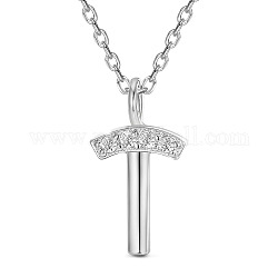 Ожерелья shegrace 925 из стерлингового серебра с инициалами, с классом ааа кубического циркония и кабельными цепями, платина, letter.t, 15.74 дюйм (40 см)
