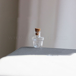 Bottiglie di vetro in miniatura, con tappi di sughero, bottiglie dei desideri vuote, per accessori per la casa delle bambole, creazione di gioielli, chiaro, 26x18mm